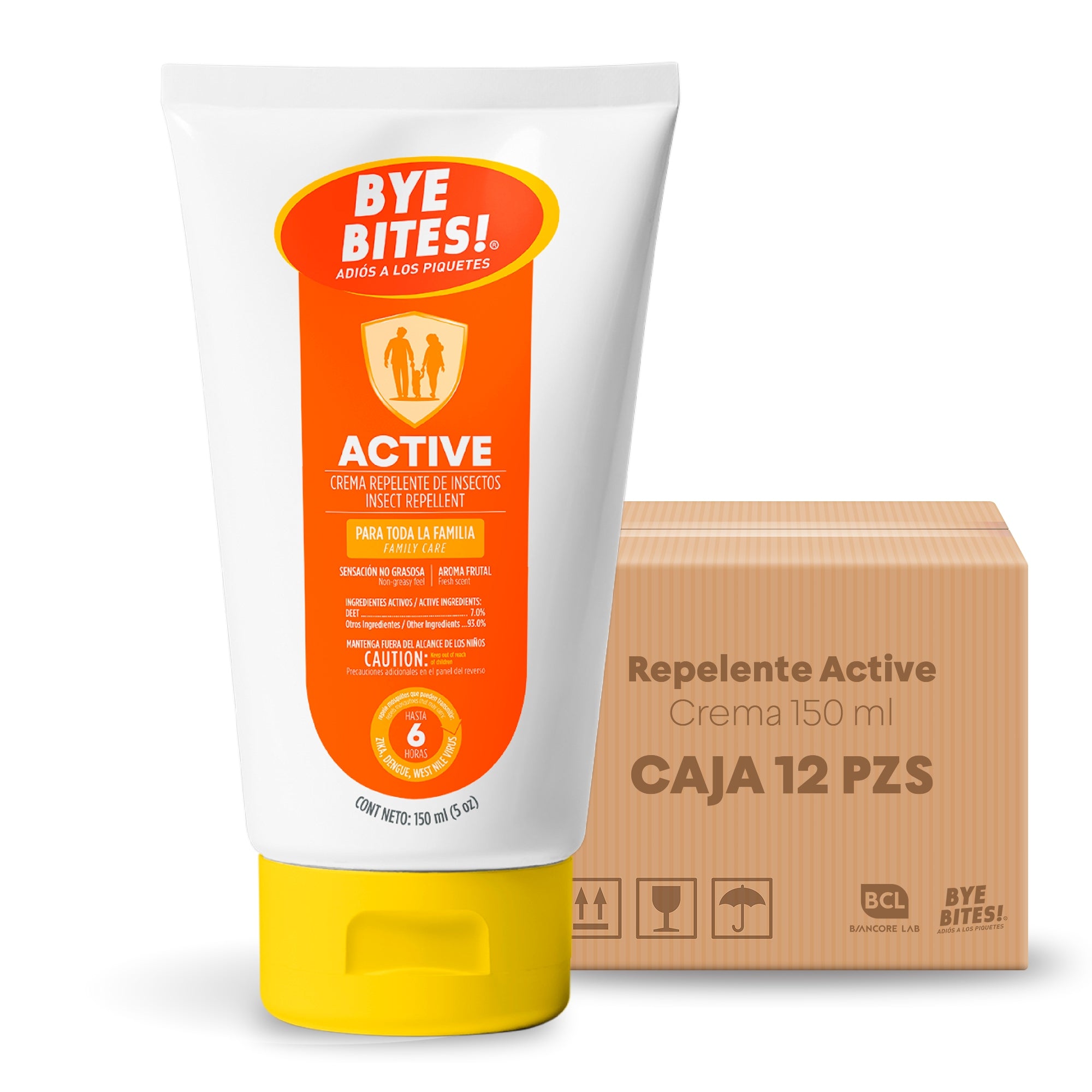 Caja 12 Piezas Crema Repelente De Mosquitos Active De Uso Diario 150 ml | BYE BITES!