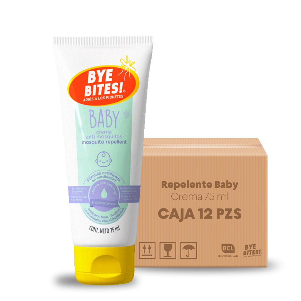 Caja 12 piezas Crema Repelente De Mosquitos Para Bebé 75 ml | BYE BITES!