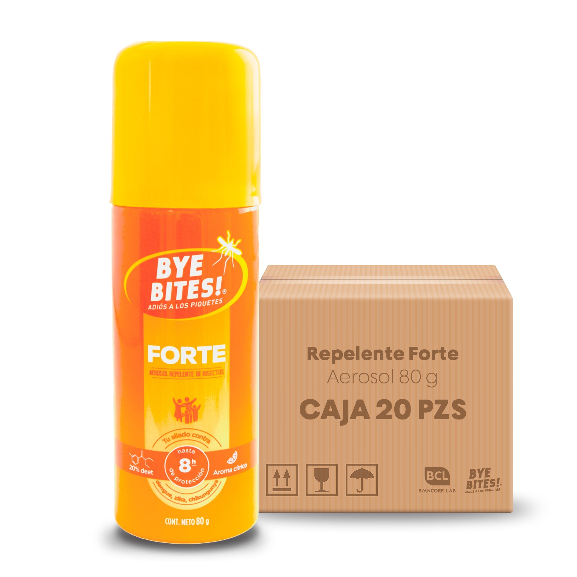 Caja 20 piezas Repelente de Mosquitos e Insectos Forte en Aerosol 80g – Protección 8 Horas | BYE BITES!