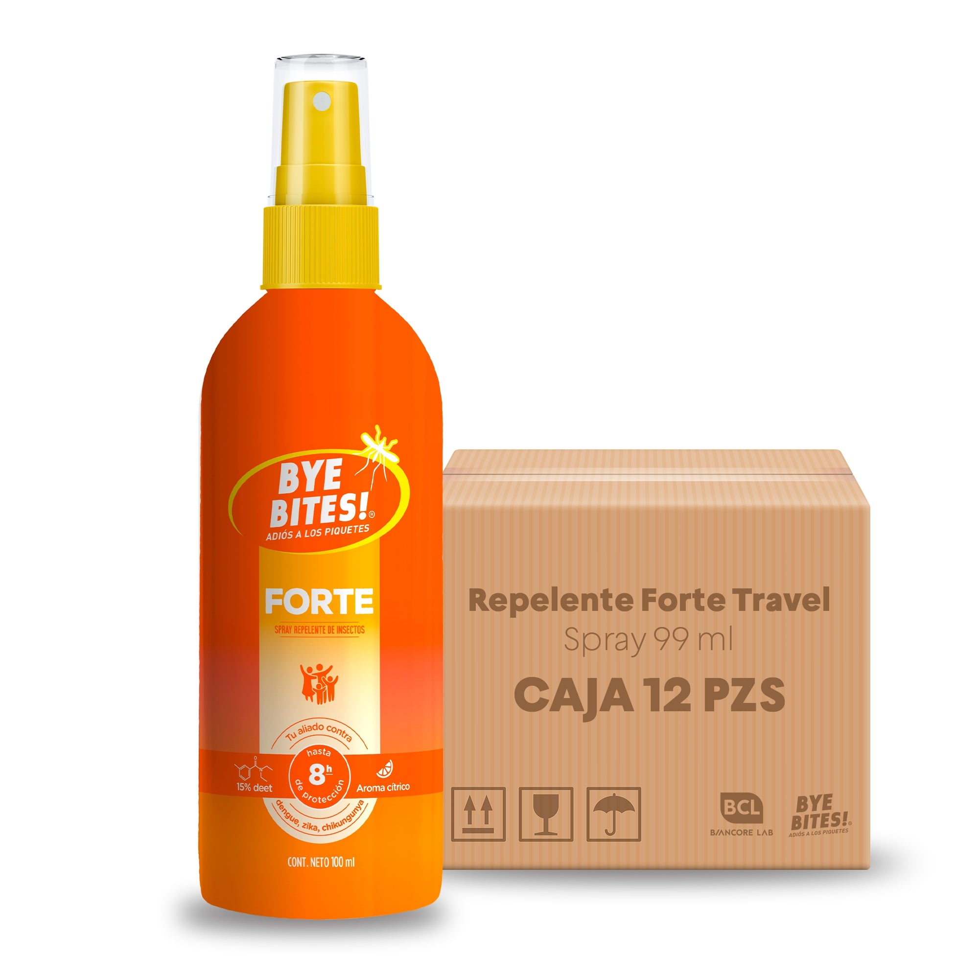 Caja 12 Piezas Repelente de Mosquitos e Insectos Forte Spray 100 ml – Protección 8 Horas | BYE BITES!