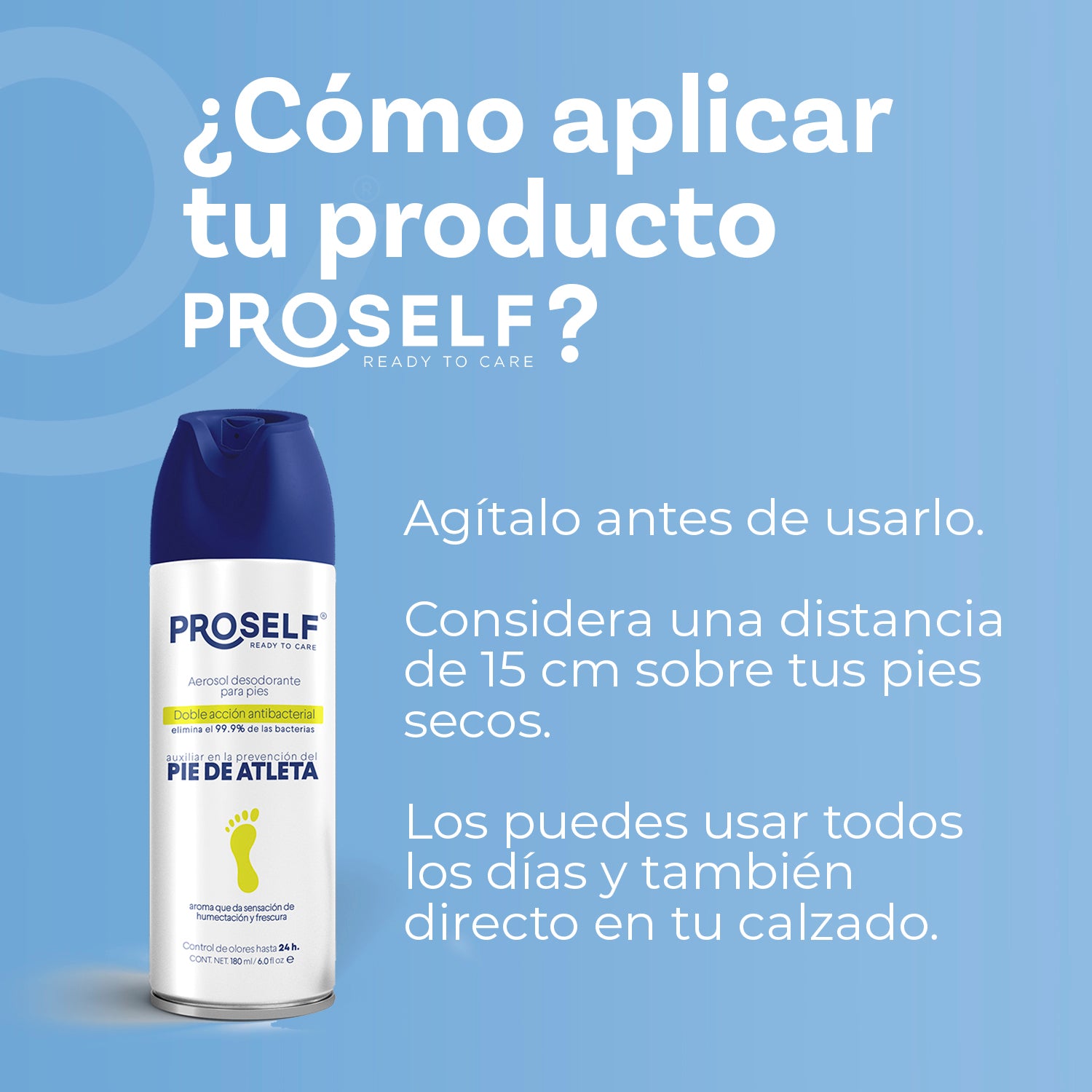 Desodorante para Pies en Aerosol 180 ml Prevención del Pie de Atleta y Control de Mal Olor | PROSELF
