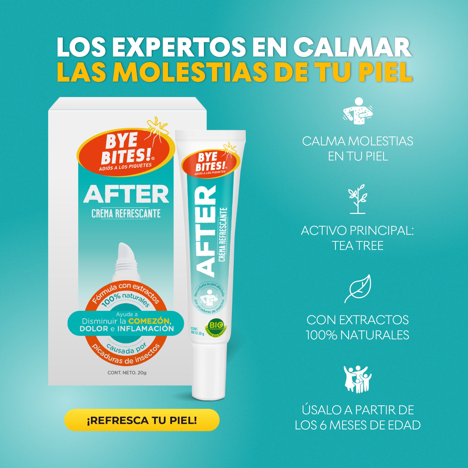 Caja 10 Piezas Crema Refrescante Post Piquetes After 20g – Alivio Inmediato para la Piel | BYE BITES!