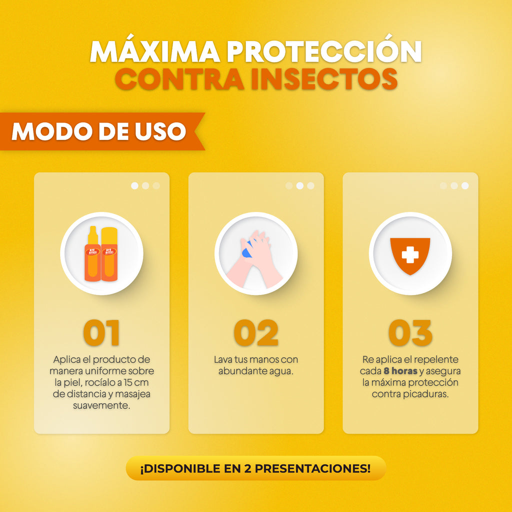 Caja 12 Piezas Repelente de Mosquitos e Insectos Forte Spray 100 ml – Protección 8 Horas | BYE BITES!