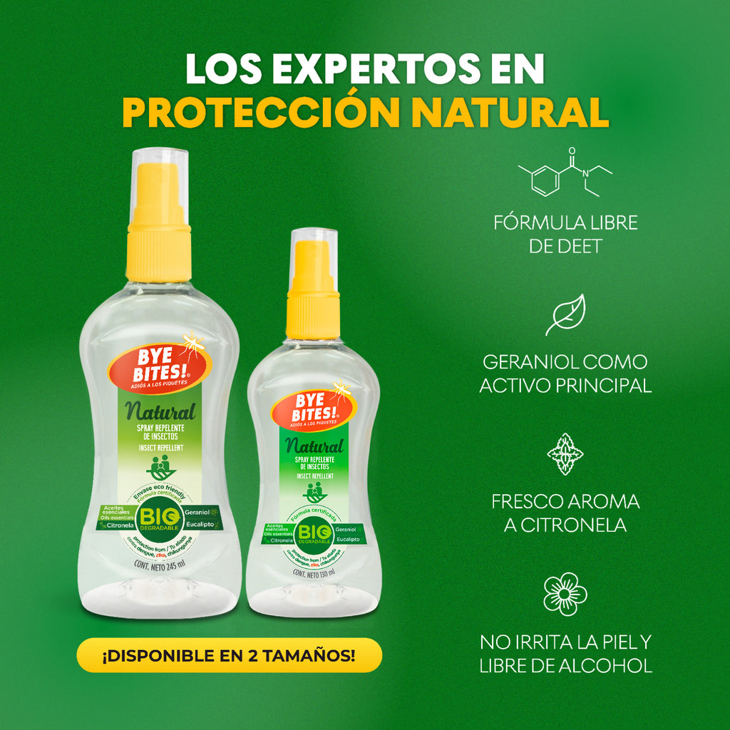 Caja 12 Piezas Repelente de Mosquitos en Spray Natural 245 ml Familiar | BYE BITES!