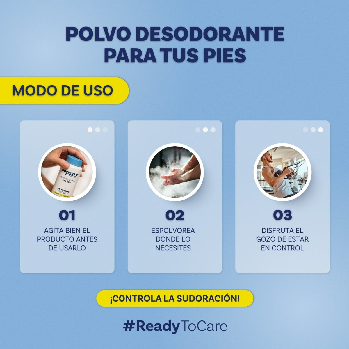 Polvo Desodorante para Pies Proself 110g Libre de Talco Control de mal Olor y Humedad | PROSELF