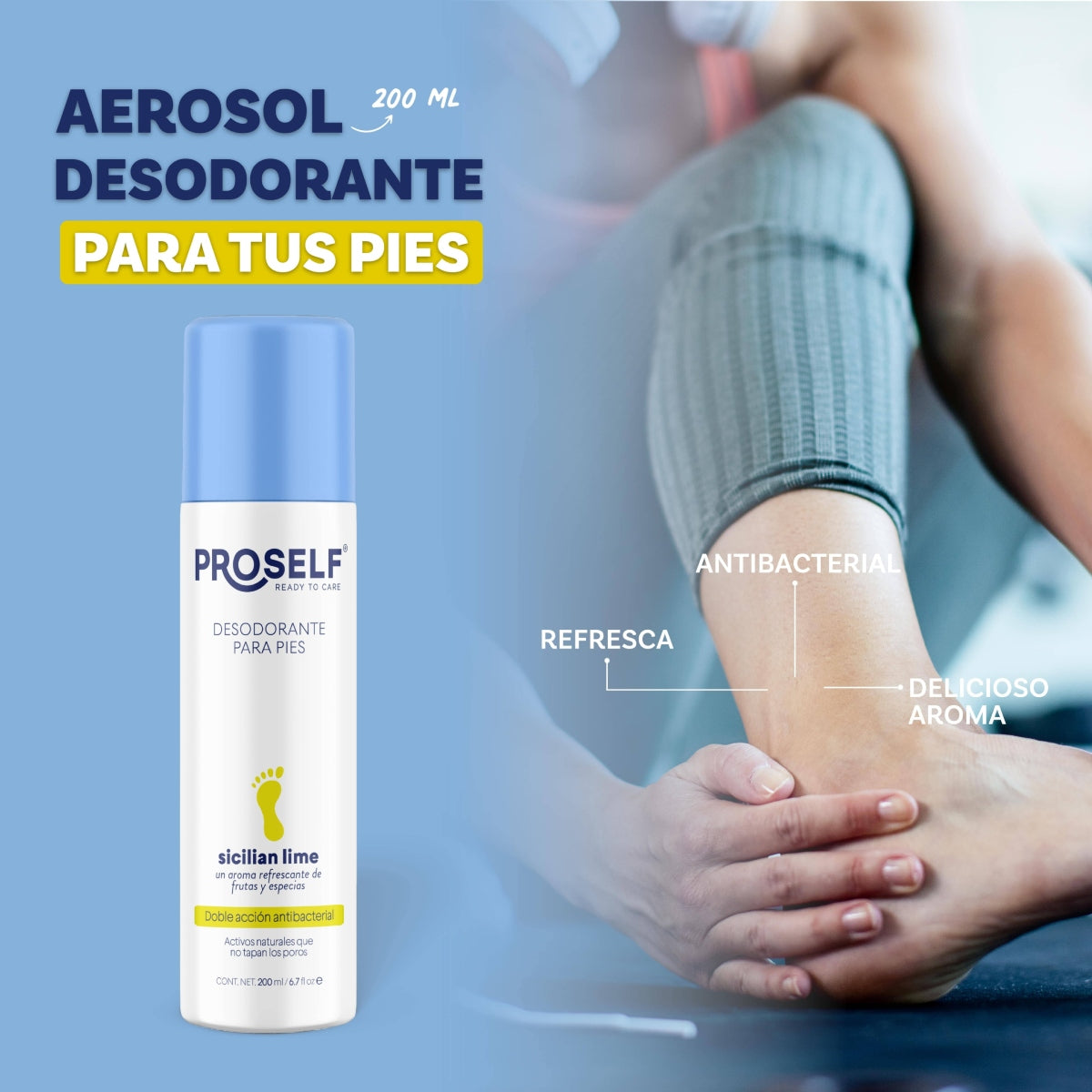 Desodorante en Aerosol para Pies 200 ml Control de Mal Olor y Sudoración | PROSELF