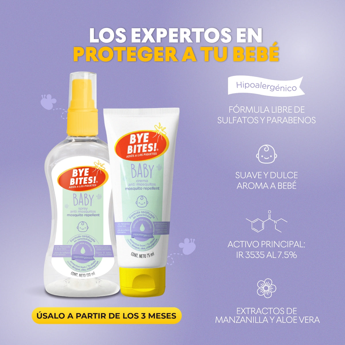Spray Repelente de Mosquitos Baby para Bebé 130 ml | BYE BITES!