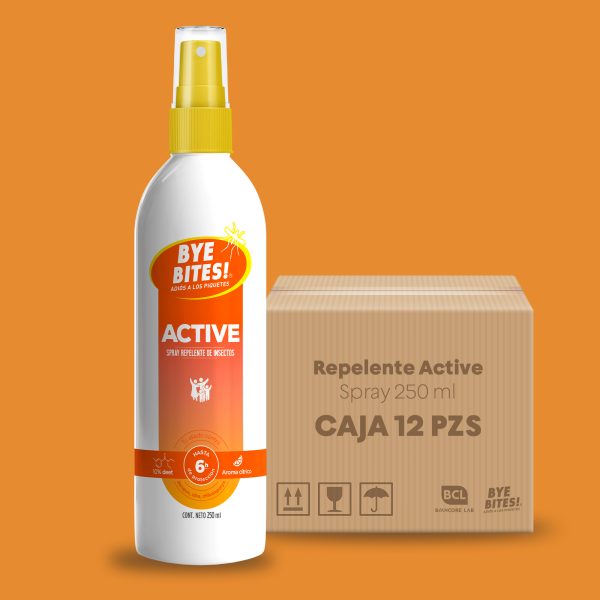Repelente de Mosquitos en Spray Caja 12 pzs Active 250 ml