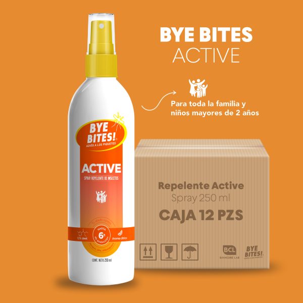 Repelente de Mosquitos en Spray Caja 12 pzs Active 250 ml - Imagen 2